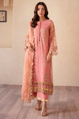 3-PC Embroidered Organza Shirt with Organza Dupatta and Trouser CMA-4-026