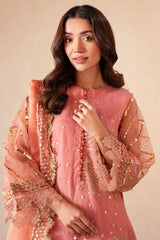 3-PC Embroidered Organza Shirt with Organza Dupatta and Trouser CMA-4-026