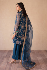 3-PC Embroidered Organza Shirt with Organza Dupatta and Trouser CNP-4-S07-04 BLUE