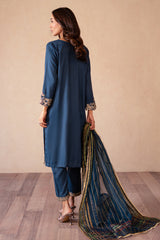 3-PC Embroidered Raw-Silk Shirt with Zara Dupatta and Trouser CNP-4-S46