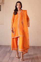 3-PC Embroidered Cotton Shirt with Organza Dupatta and Trouser CNP-4-S11