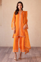 3-PC Embroidered Cotton Shirt with Organza Dupatta and Trouser CNP-4-S11