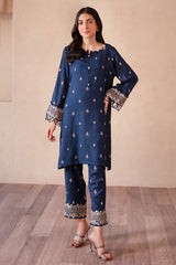 2-PC Embroidered Karandi Shirt with Trouser CNP-4-S40-04 ZINQ BLUE