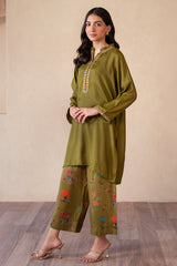 2-PC Embroidered Raw-Silk Shirt with Trouser CNP-4-S29