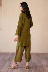 2-PC Embroidered Raw-Silk Shirt with Trouser CNP-4-S29