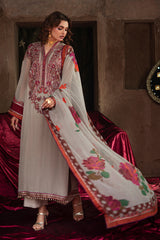 3-pc Unstitched Embroidered Printed Chiffon Collection VSL6-01