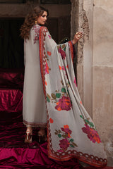 3-pc Unstitched Embroidered Printed Chiffon Collection VSL6-01