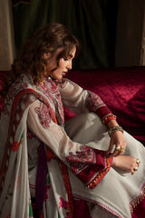 3-pc Unstitched Embroidered Printed Chiffon Collection VSL6-01