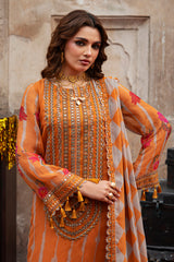 3-pc Unstitched Embroidered Printed Chiffon Collection VSL6-08