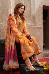 3-pc Unstitched Embroidered Printed Chiffon Collection VSL6-08