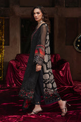 3-pc Unstitched Embroidered Printed Chiffon Collection VSL6-02