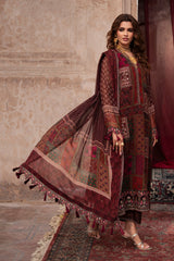 3-pc Unstitched Embroidered Printed Chiffon Collection VSL6-03