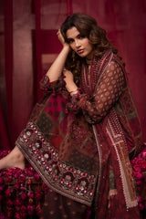 3-pc Unstitched Embroidered Printed Chiffon Collection VSL6-03