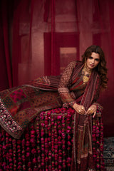 3-pc Unstitched Embroidered Printed Chiffon Collection VSL6-03