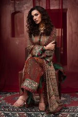 3-pc Unstitched Embroidered Printed Chiffon Collection VSL6-04