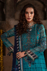3-pc Unstitched Embroidered Printed Chiffon Collection VSL6-05