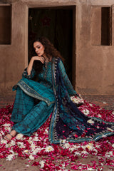 3-pc Unstitched Embroidered Printed Chiffon Collection VSL6-05