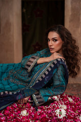 3-pc Unstitched Embroidered Printed Chiffon Collection VSL6-05