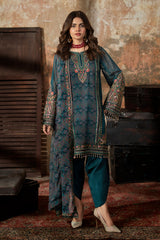 3-pc Unstitched Embroidered Printed Chiffon Collection VSL6-07