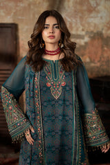 3-pc Unstitched Embroidered Printed Chiffon Collection VSL6-07