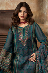 3-pc Unstitched Embroidered Printed Chiffon Collection VSL6-07