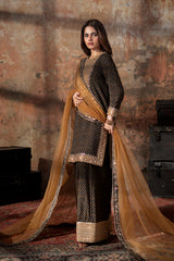 3-PC Embroidered Raw-Silk Suit CMA-6-202