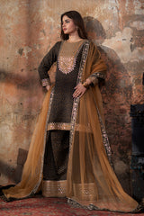 3-PC Embroidered Raw-Silk Suit CMA-6-202