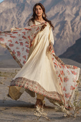3 Pcs Stitched Raw Silk Pishwas CMA-6-430-OFF WHITE