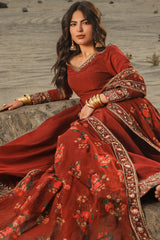 3 Pcs Stitched Raw Silk Pishwas CMA-6-430-Mehroon