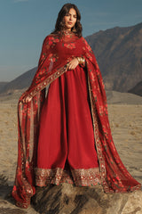 3 Pcs Stitched Raw Silk Pishwas CMA-6-430-Mehroon
