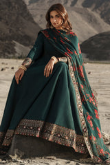 3 Pcs Stitched Raw Silk Pishwas CMA-6-430-T-Green