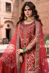 3-PC Embroidered  Raw Silk CMA-6-438