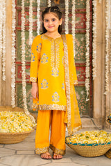 3-PC Embroidered Raw-Silk Suit CKP-6-374