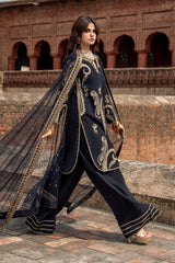 3-PC Embroidered Raw  Silk CMA-6-411