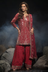 3-PC Embroidered Raw-Silk Suit CMA-4-117