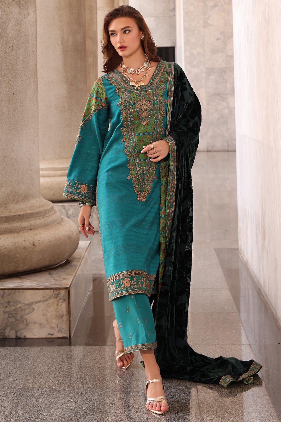 navy blue dress for baby girl Charizma Poshmine Vol-1 Unstitched Winter Collection 2025 main image 1