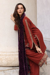 3-pc Unstitched Embroidered Dyed Leather Shirt PSW5-22