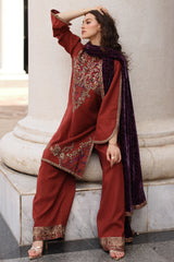 3-pc Unstitched Embroidered Dyed Leather Shirt PSW5-22