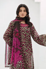 3-PC Unstitched Printed Lawn Shirt with Embroidered Chiffon Dupatta and Trouser CRB4-05