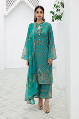 3-PC Unstitched Printed Lawn Shirt with Embroidered Chiffon Dupatta and Trouser CRB4-07