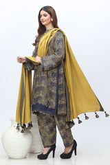 3-PC Printed staple Shirt with Wool Shawl and Trouser NYS4-13