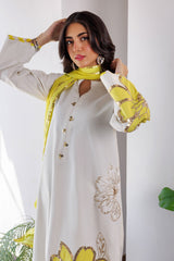 3-PC Embroidered Cotton Shirt with Chiffon Dupatta and Trouser ED-4-031