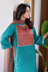 3-PC Printed Lawn Shirt with Chiffon Dupatta and Trouser CNP-4-031