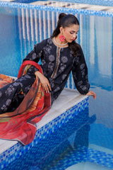 3-PC Printed Cotton Shirt with Chiffon Dupatta and Trouser CPM-4-054