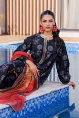 3-PC Printed Cotton Shirt with Chiffon Dupatta and Trouser CPM-4-054