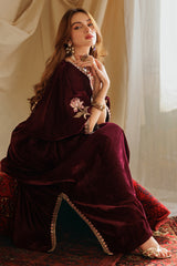 2-PC Embroidered Velvet Kaftaan with Silk Trouser VVT4-08