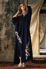 2-PC Embroidered Velvet Kaftan with Trouser VVT4-018