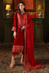 3-PC Embroidered Velvet Shirt with Embroidered Chiffon Dupatta and Trouser VVT4-013