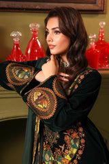 3-PC Embroidered Velvet Shirt with Embroidered Chiffon Dupatta and Trouser VVT4-01