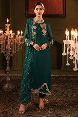 3-PC Embroidered Organza Shirt and Dupatta and Trouser CMA-4-022 GREEN